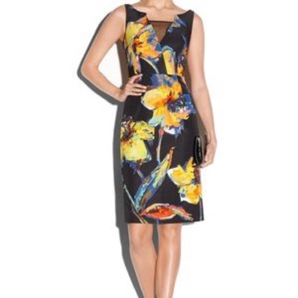 MILLY Women's Black Pop Art Floral Ella Dress